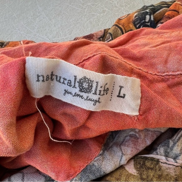 NATURAL LIFE Orange and Black Paisley Tunic Set Pants Top Women’s Size Large - Picture 7 of 11